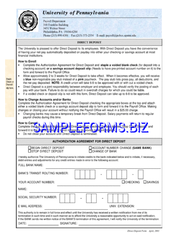 Pennsylvania Direct Deposit Form 3 pdf free